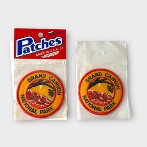 Vintage Grand Canyon National Park Voyager Round Travel Patch Lot 2 Pc NEW